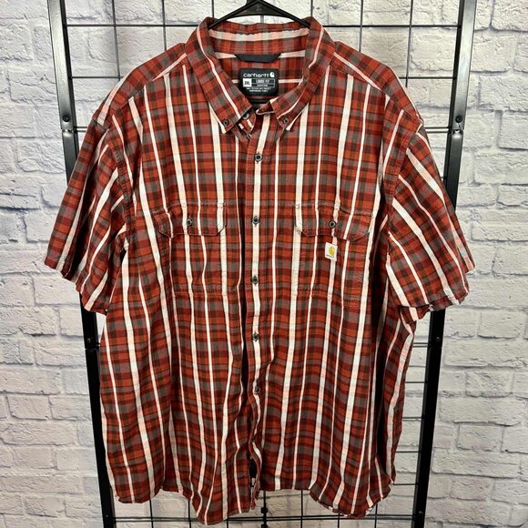 Carhartt Loose Fit Plaid Short Sleeve Shirt 3XL | 100% Cotton Workwear - Picture 1 of 8